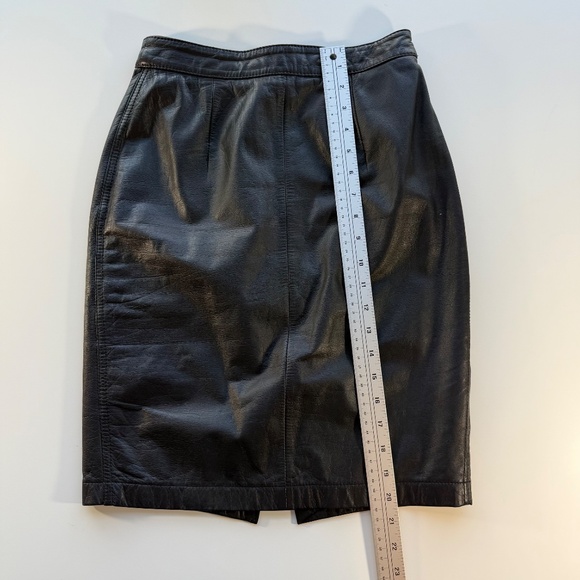 Vintage Bermans Leather Pencil Skirt Black Size 8 - Picture 4 of 7